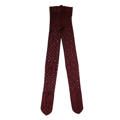 Collant Dolce &amp; Gabbana in nylon color bordeaux con cristalli