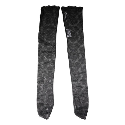 Calzini elasticizzati in cotone con pizzo floreale nero Dolce &amp; Gabbana