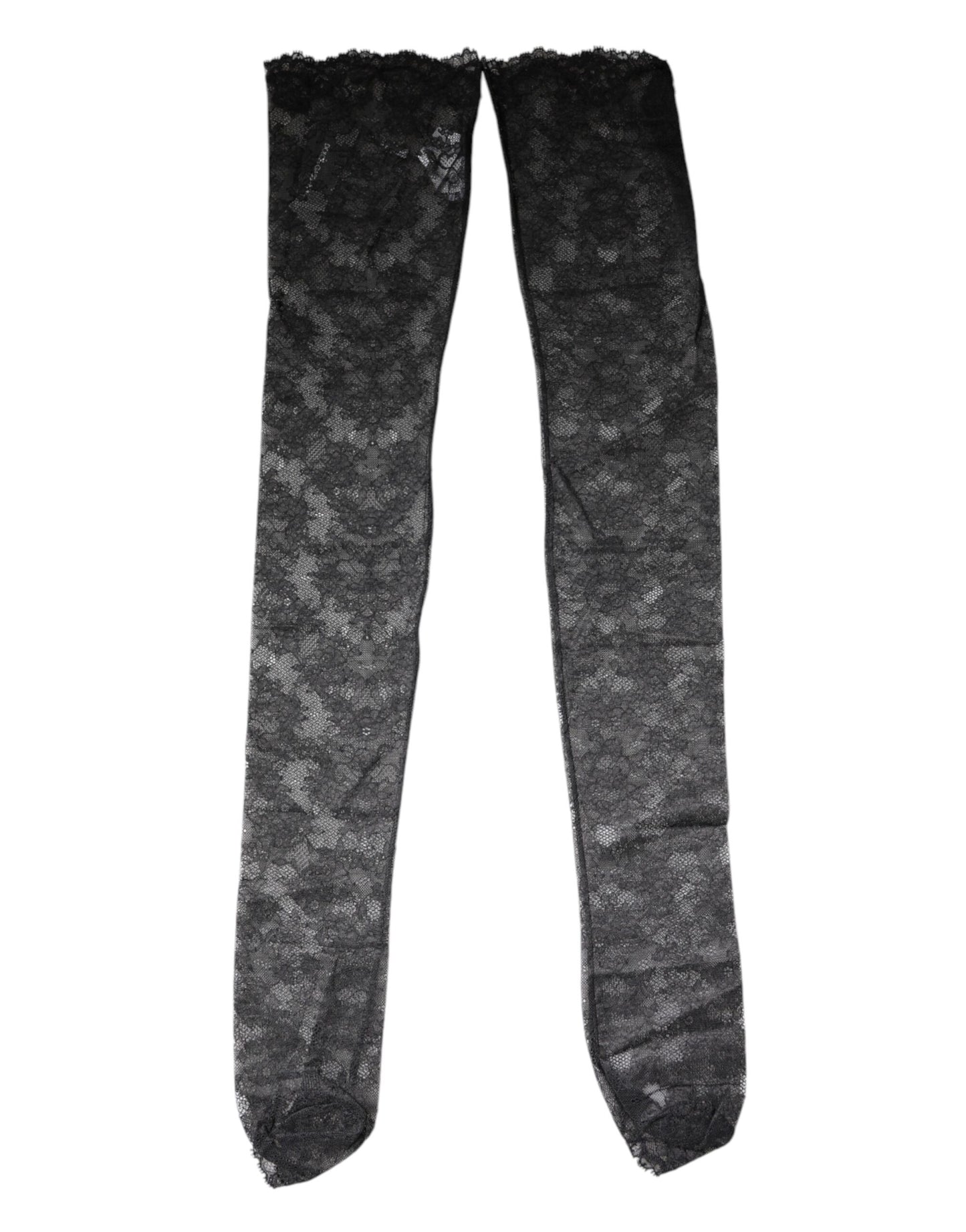 Calzini elasticizzati in cotone con pizzo floreale nero Dolce &amp; Gabbana
