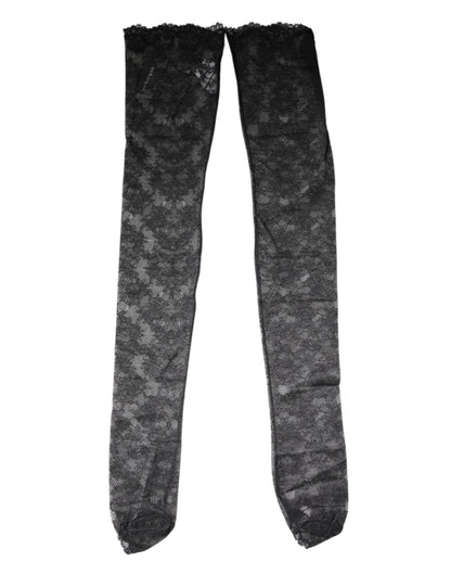 Calzini elasticizzati in cotone con pizzo floreale nero Dolce &amp; Gabbana