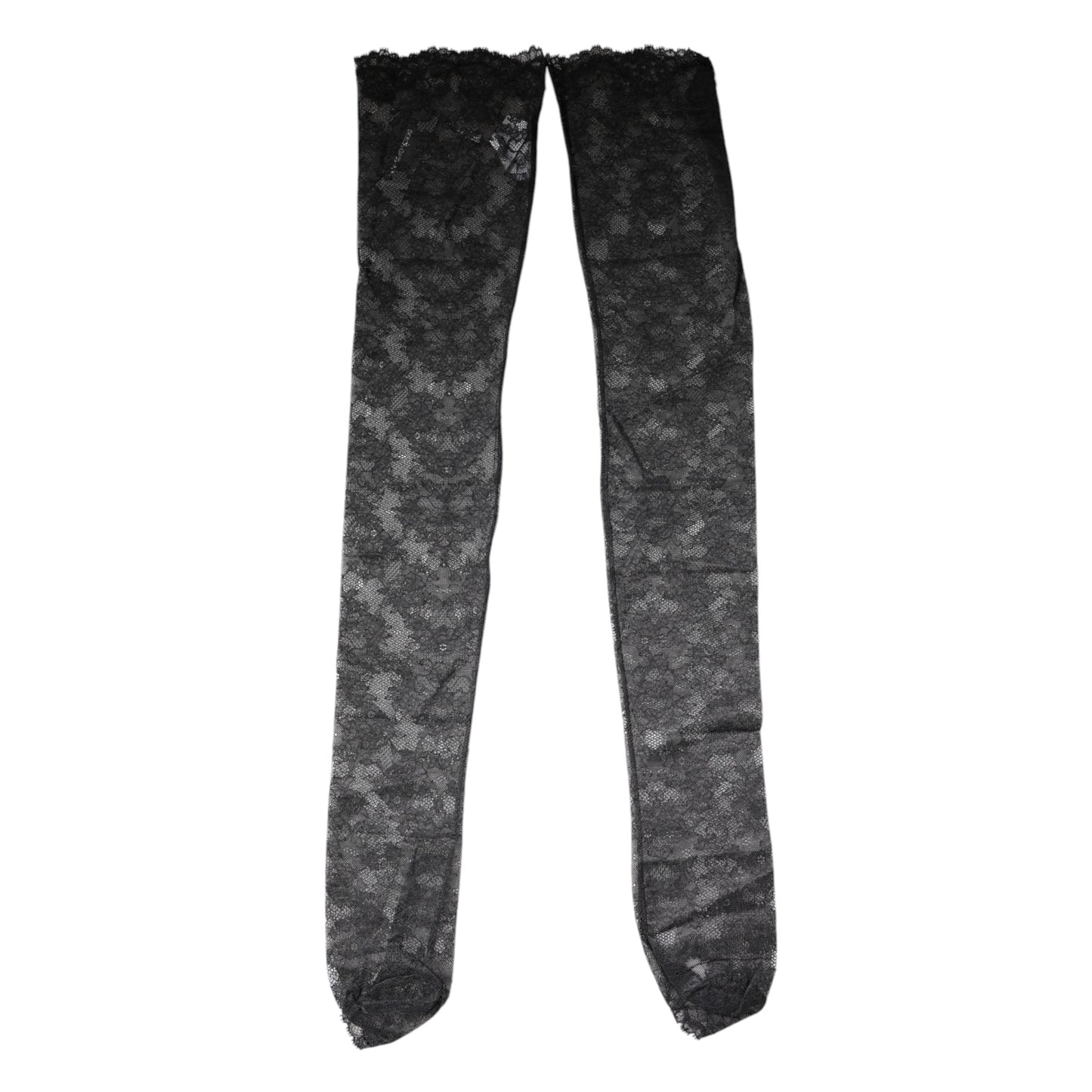 Calzini elasticizzati in cotone con pizzo floreale nero Dolce &amp; Gabbana