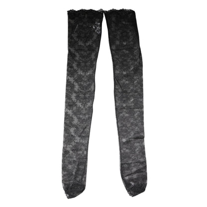Calzini elasticizzati in cotone con pizzo floreale nero Dolce &amp; Gabbana