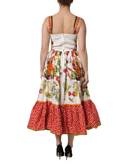 Dolce &amp; Gabbana Abito senza maniche a trapezio con verdure bianche