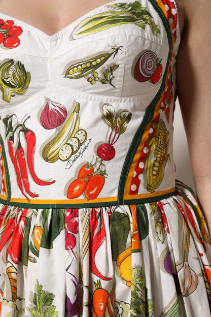 Dolce &amp; Gabbana Abito senza maniche a trapezio con verdure bianche
