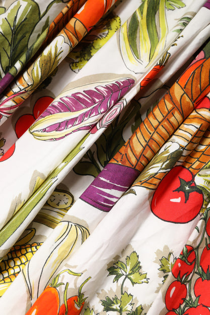 Dolce &amp; Gabbana Abito senza maniche a trapezio con verdure bianche