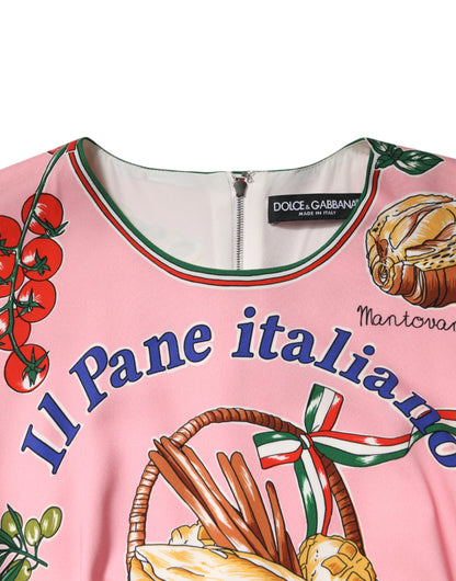 Abito midi aderente con stampa di pasticcini rosa Dolce &amp; Gabbana
