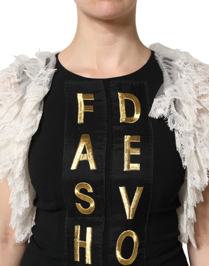 Mini abito nero con decorazione Devotion Fashion di Dolce &amp; Gabbana