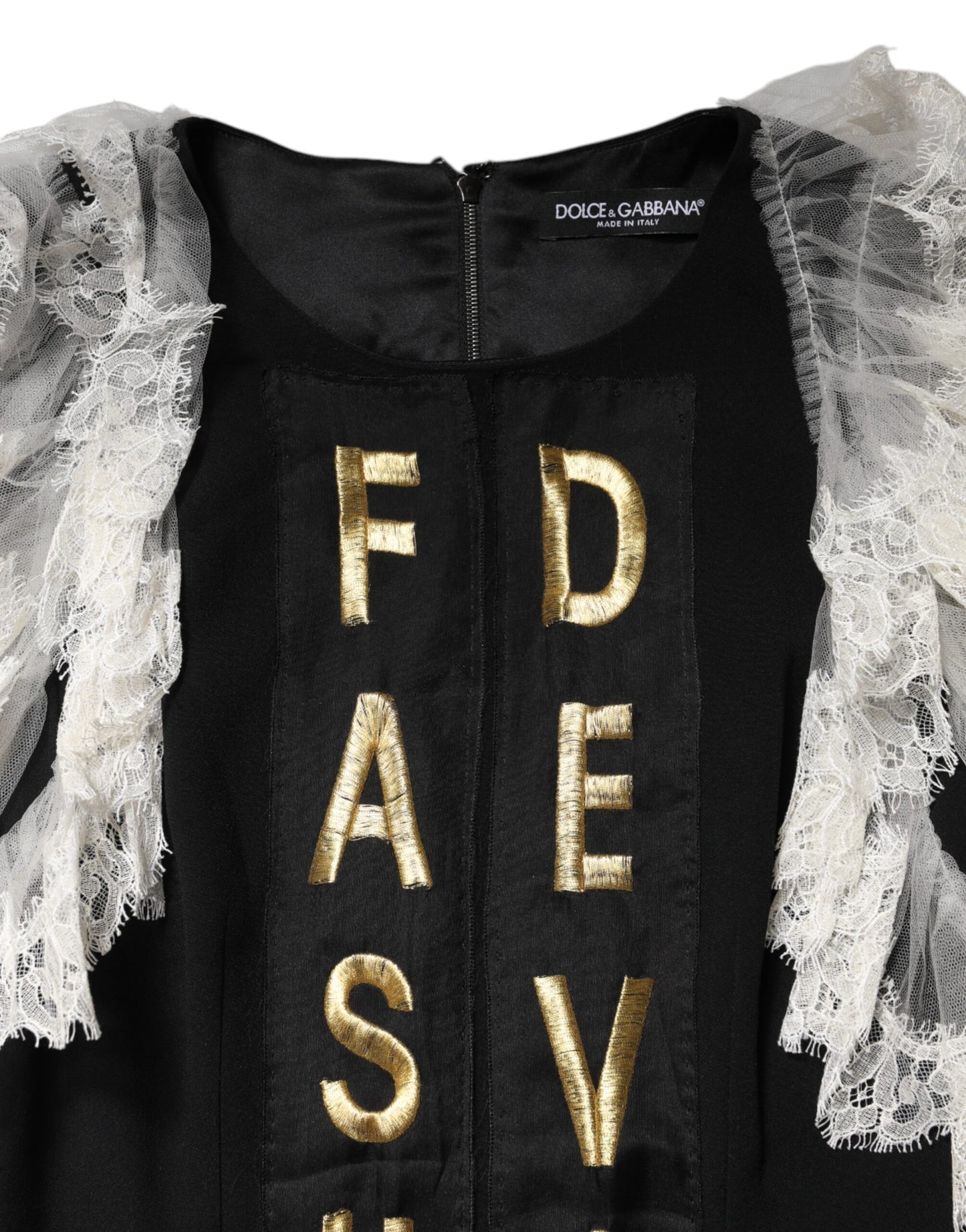 Mini abito nero con decorazione Devotion Fashion di Dolce &amp; Gabbana