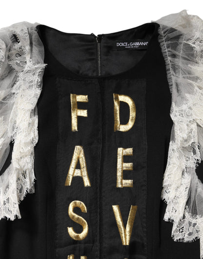 Mini abito nero con decorazione Devotion Fashion di Dolce &amp; Gabbana