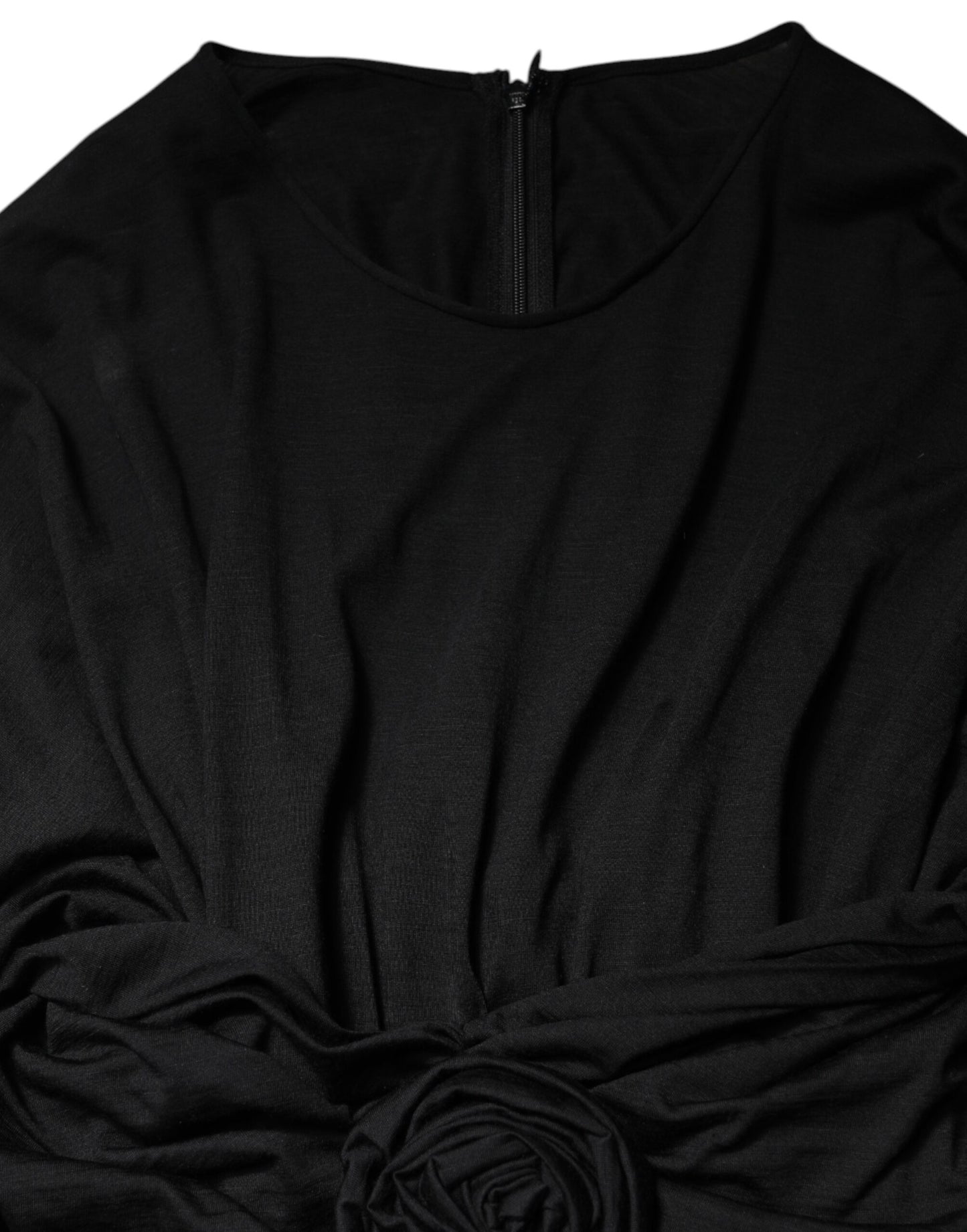Dolce &amp; Gabbana Abito midi a tubino in lana nera a maniche lunghe