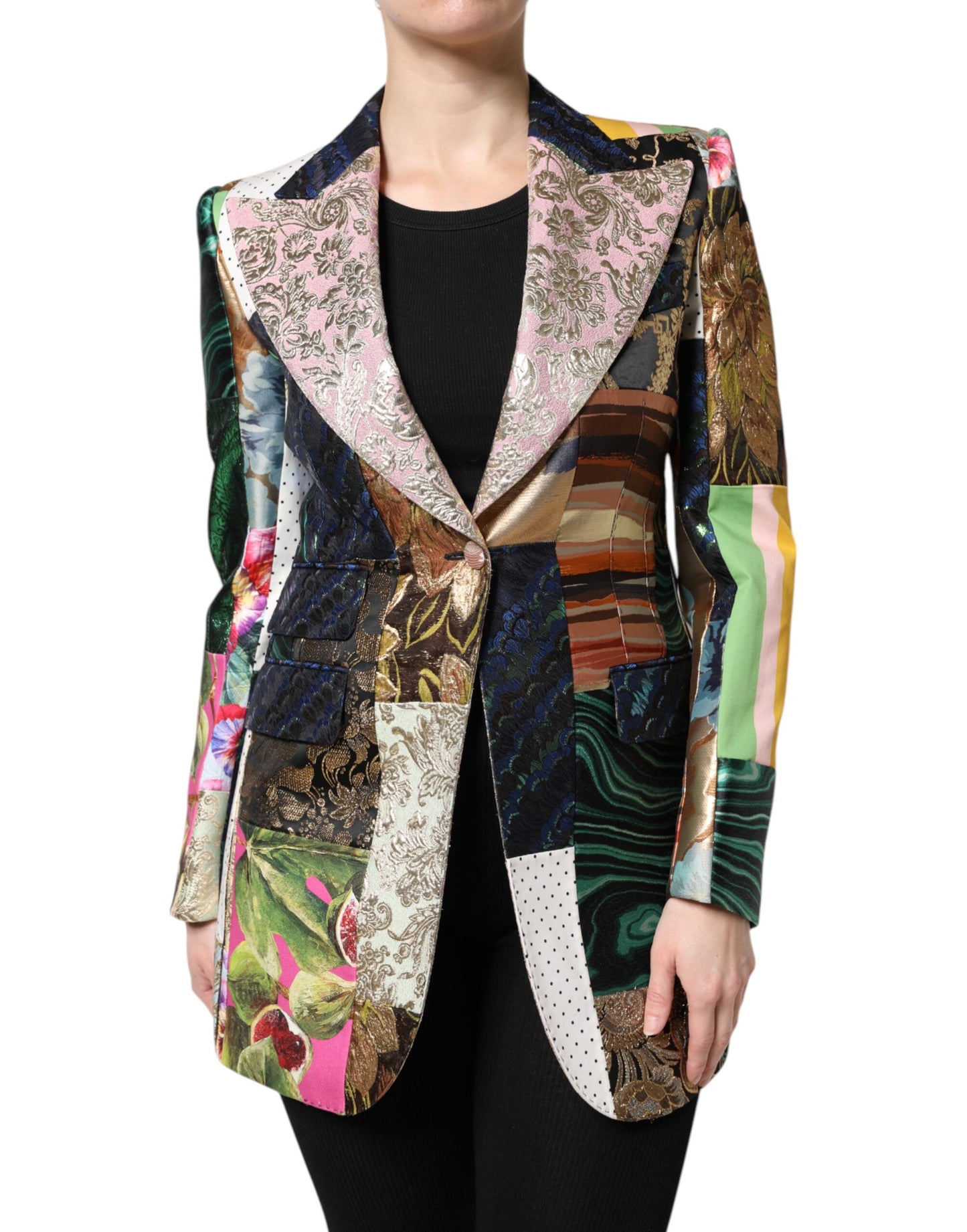 Giacca Dolce &amp; Gabbana in jacquard patchwork floreale multicolore
