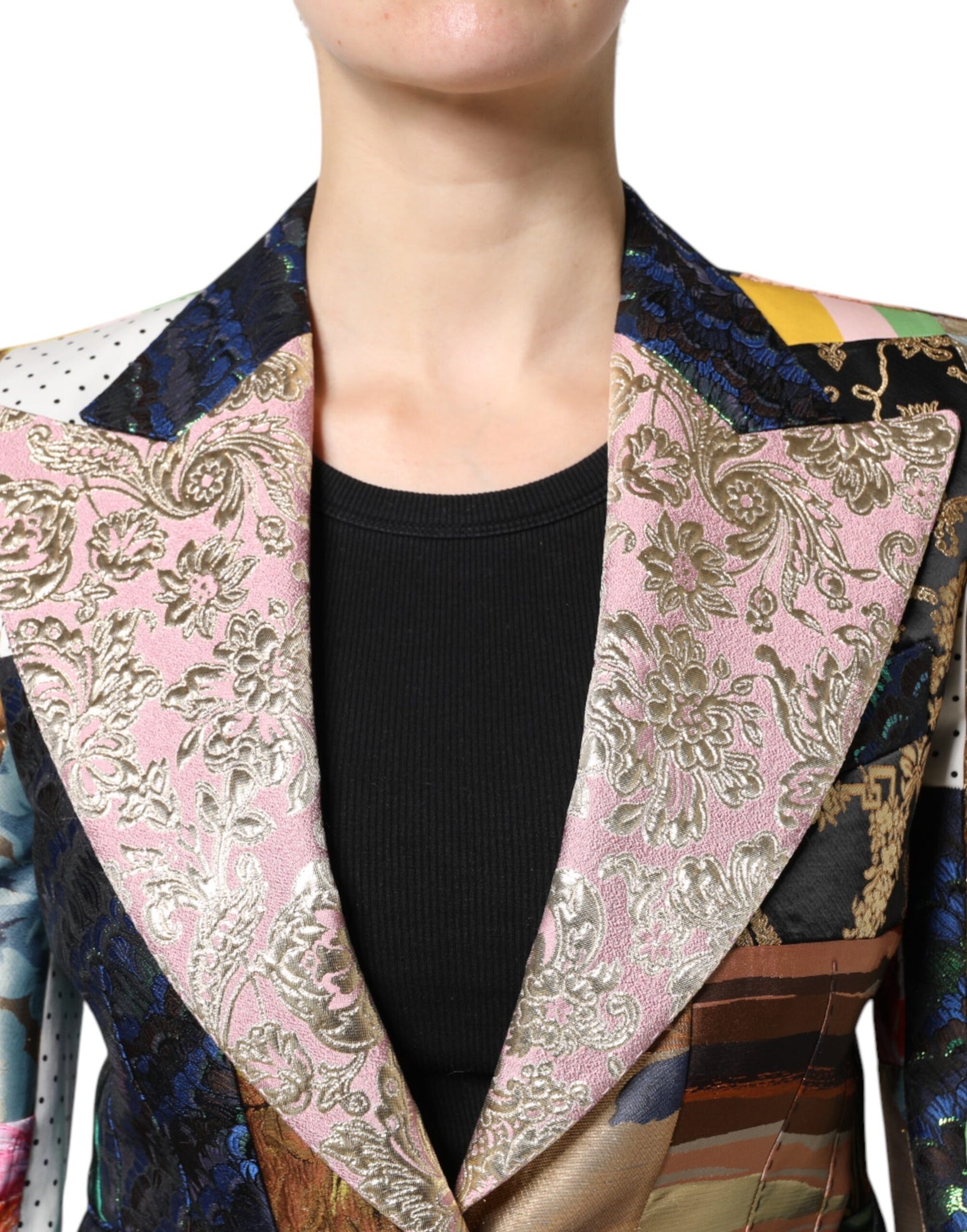 Giacca Dolce &amp; Gabbana in jacquard patchwork floreale multicolore