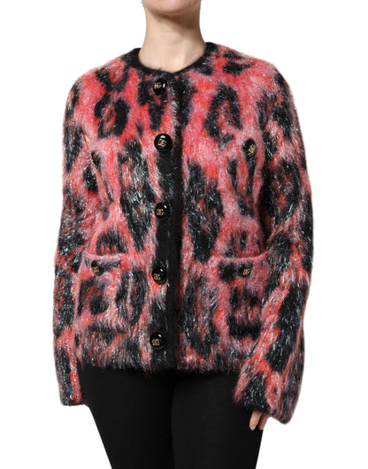 Dolce &amp; Gabbana Maglione Cardigan con Bottoni in Lana Mohair Rosso