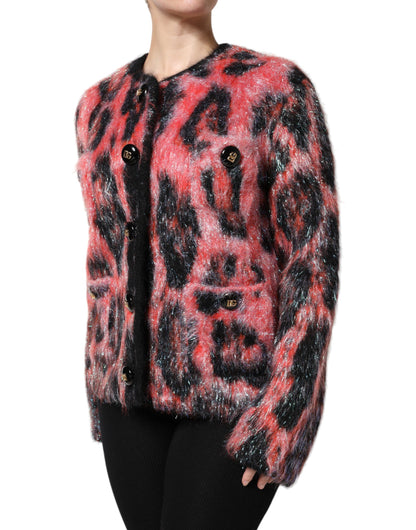 Dolce &amp; Gabbana Maglione Cardigan con Bottoni in Lana Mohair Rosso