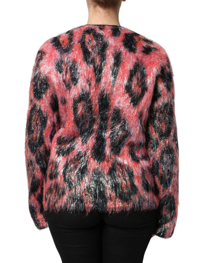 Dolce &amp; Gabbana Maglione Cardigan con Bottoni in Lana Mohair Rosso