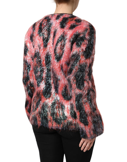 Dolce &amp; Gabbana Maglione Cardigan con Bottoni in Lana Mohair Rosso