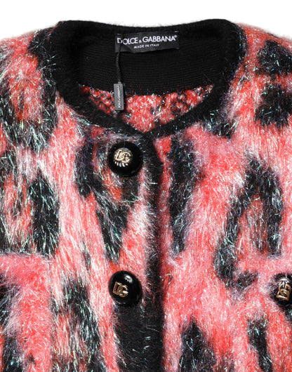 Dolce &amp; Gabbana Maglione Cardigan con Bottoni in Lana Mohair Rosso