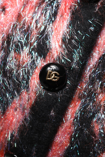 Dolce &amp; Gabbana Maglione Cardigan con Bottoni in Lana Mohair Rosso