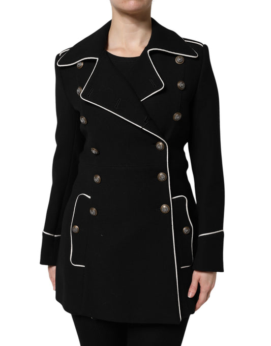 Giacca blazer doppiopetto in lana nera Dolce &amp; Gabbana