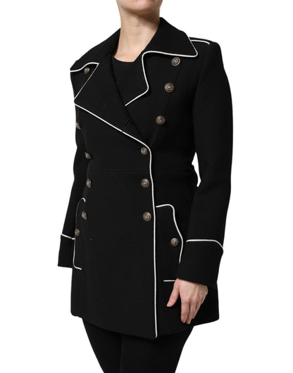 Giacca blazer doppiopetto in lana nera Dolce &amp; Gabbana
