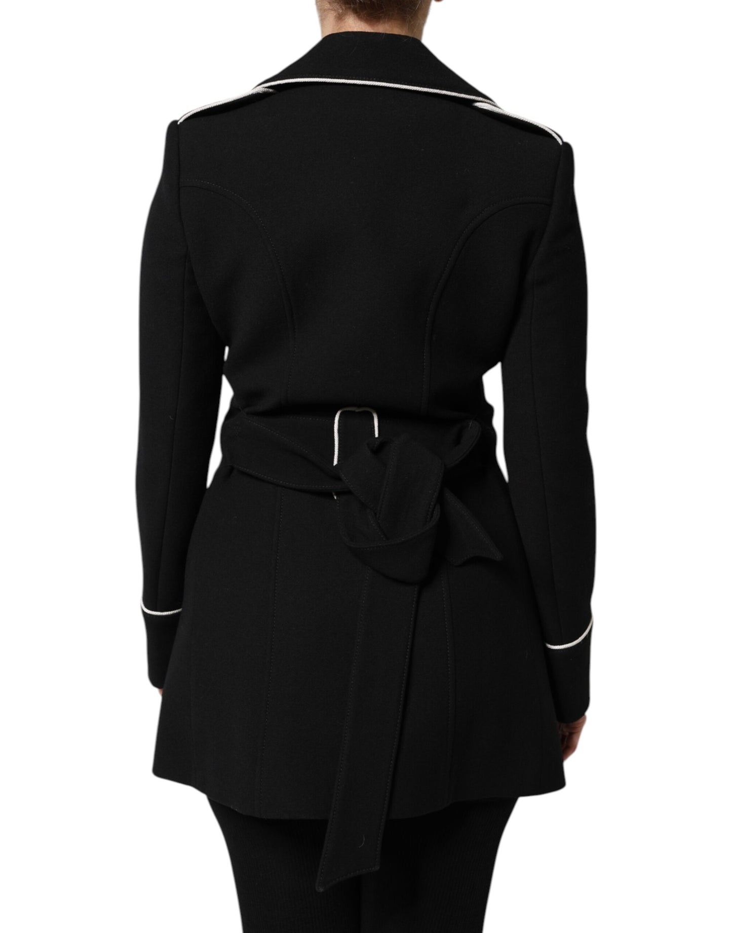 Giacca blazer doppiopetto in lana nera Dolce &amp; Gabbana
