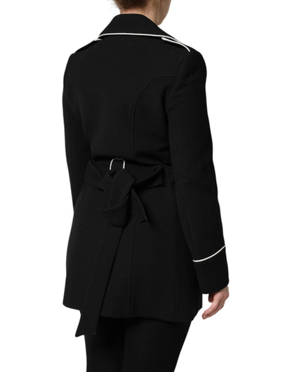 Giacca blazer doppiopetto in lana nera Dolce &amp; Gabbana