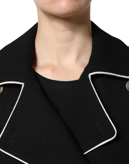Giacca blazer doppiopetto in lana nera Dolce &amp; Gabbana