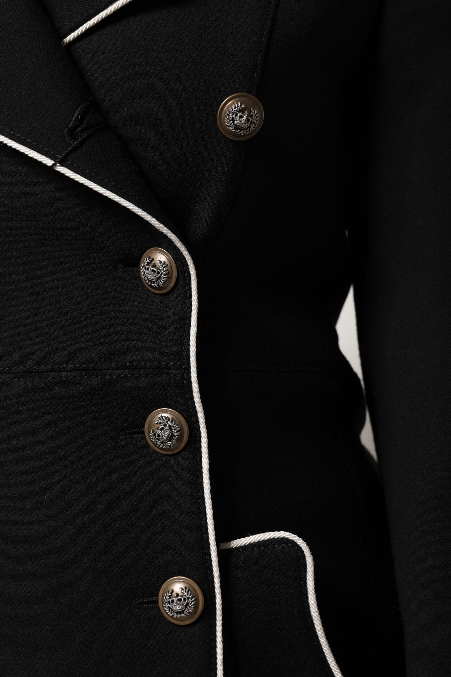 Giacca blazer doppiopetto in lana nera Dolce &amp; Gabbana