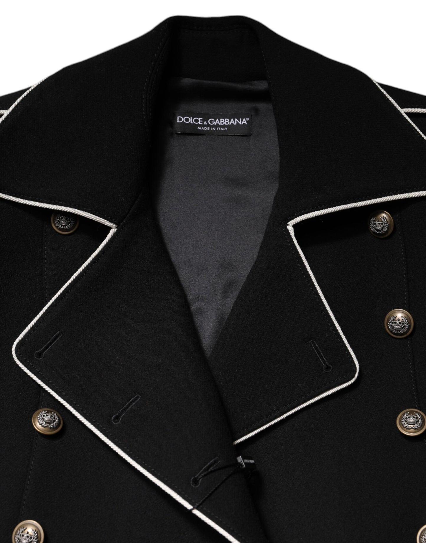 Giacca blazer doppiopetto in lana nera Dolce &amp; Gabbana