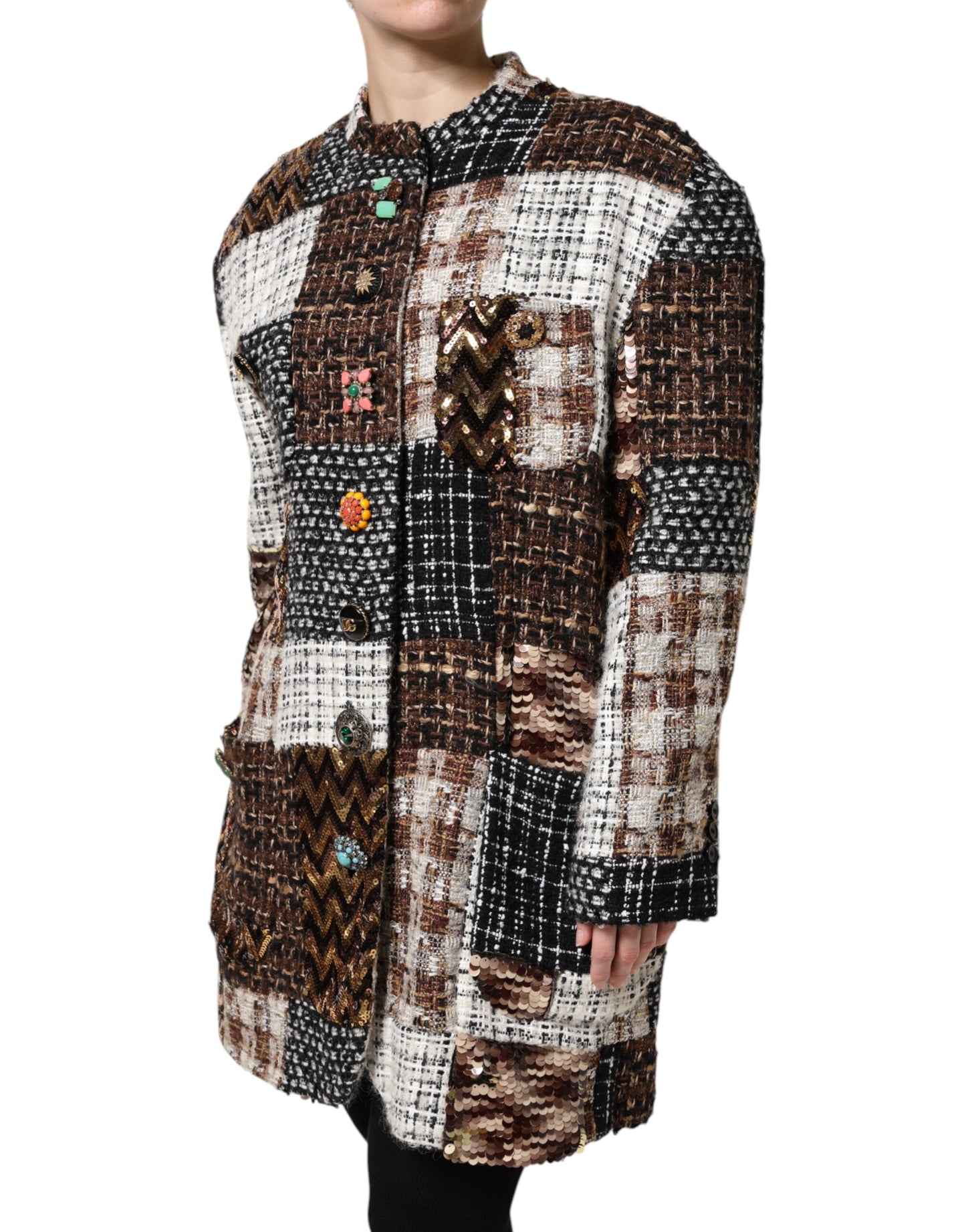 Giacca abbottonata multicolore patchwork Dolce & Gabbana