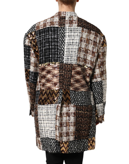 Giacca abbottonata multicolore patchwork Dolce & Gabbana