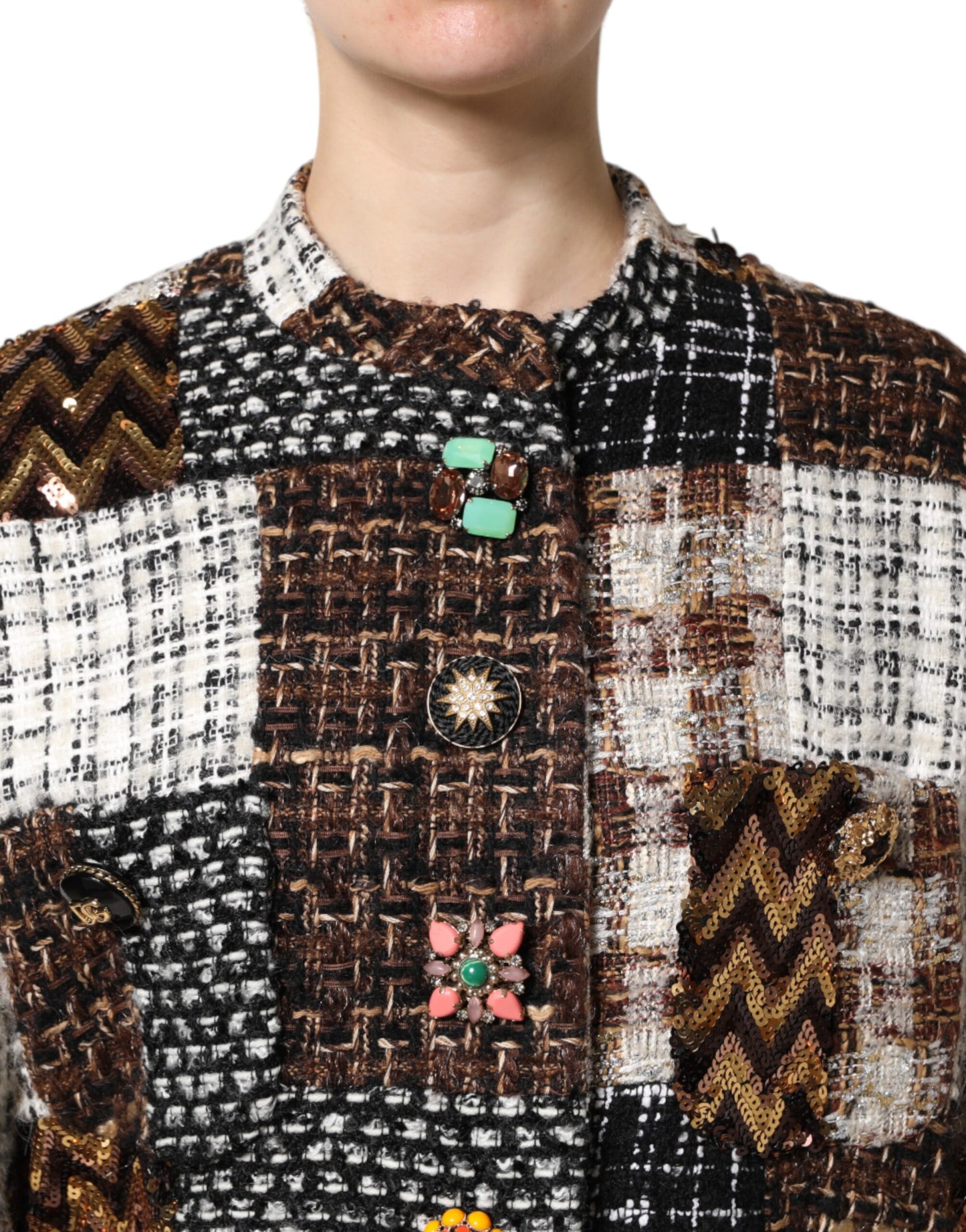 Giacca abbottonata multicolore patchwork Dolce & Gabbana