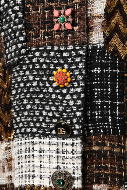 Giacca abbottonata multicolore patchwork Dolce & Gabbana