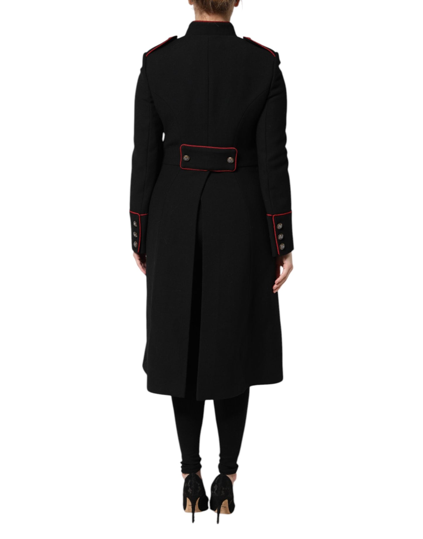 Giacca trench monopetto in lana nera Dolce &amp; Gabbana