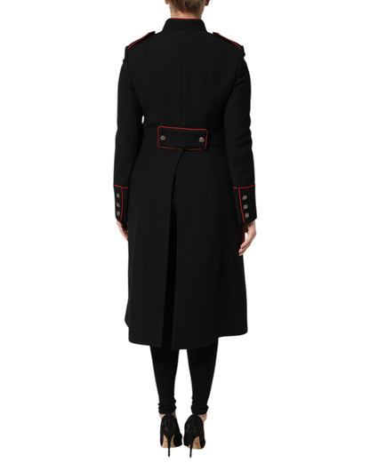 Giacca trench monopetto in lana nera Dolce &amp; Gabbana
