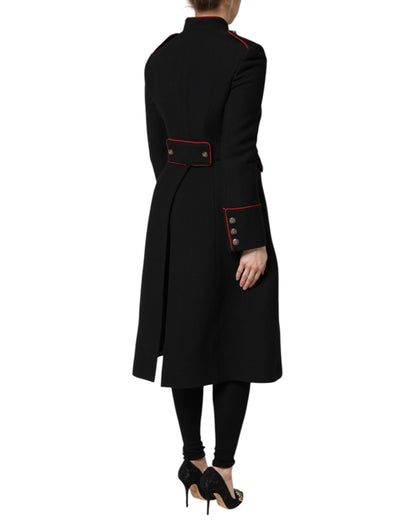 Giacca trench monopetto in lana nera Dolce &amp; Gabbana