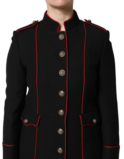 Giacca trench monopetto in lana nera Dolce &amp; Gabbana