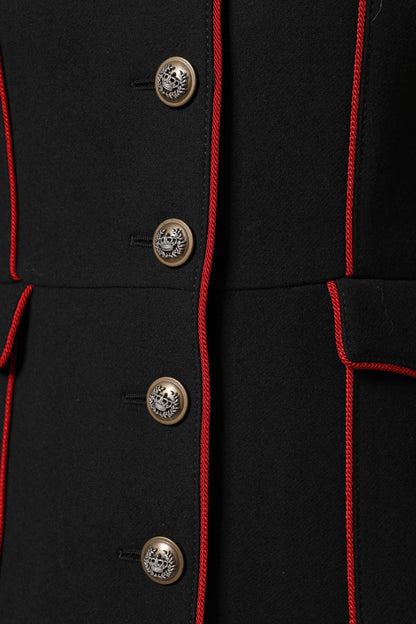 Giacca trench monopetto in lana nera Dolce &amp; Gabbana