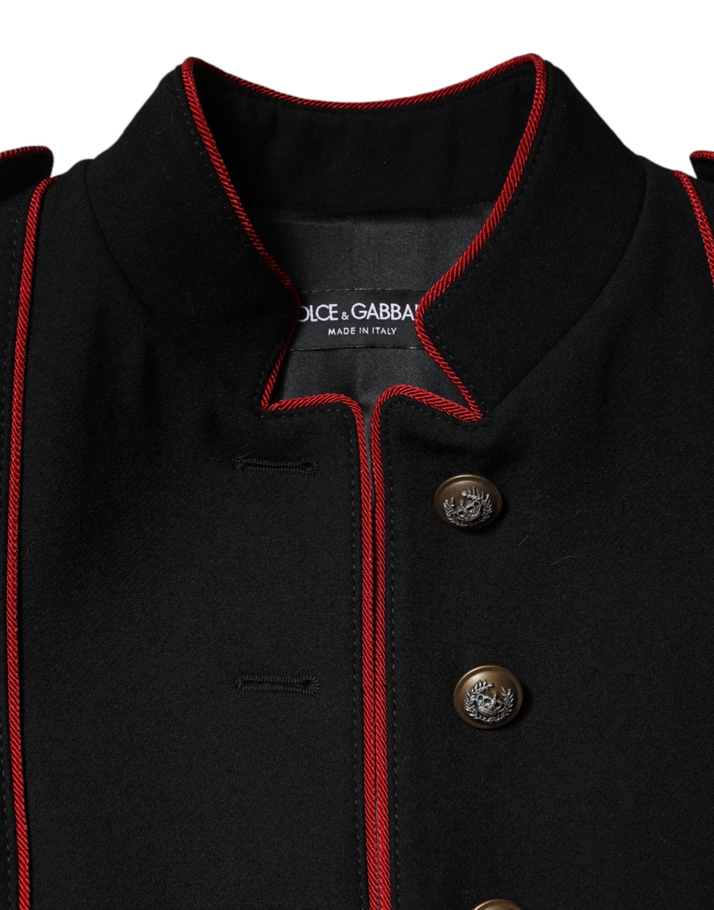 Giacca trench monopetto in lana nera Dolce &amp; Gabbana