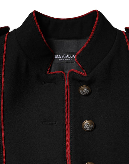 Giacca trench monopetto in lana nera Dolce &amp; Gabbana