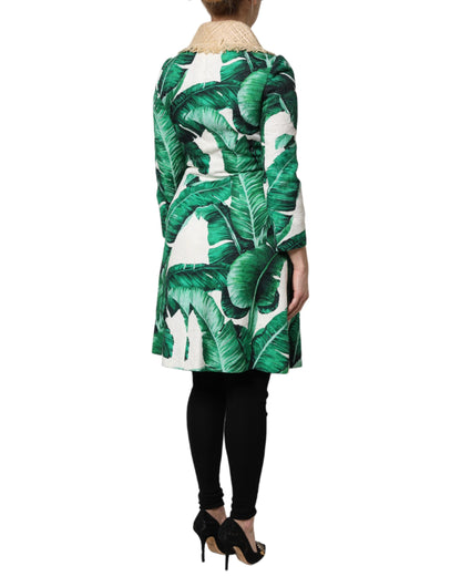 Giacca trench con stampa a foglie multicolor Dolce &amp; Gabbana