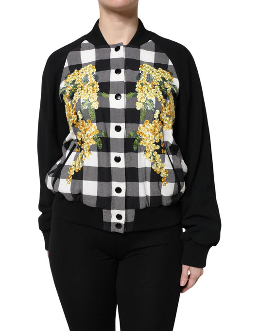 Giacca Dolce &amp; Gabbana con bottoni a quadri bianchi e neri a fiori