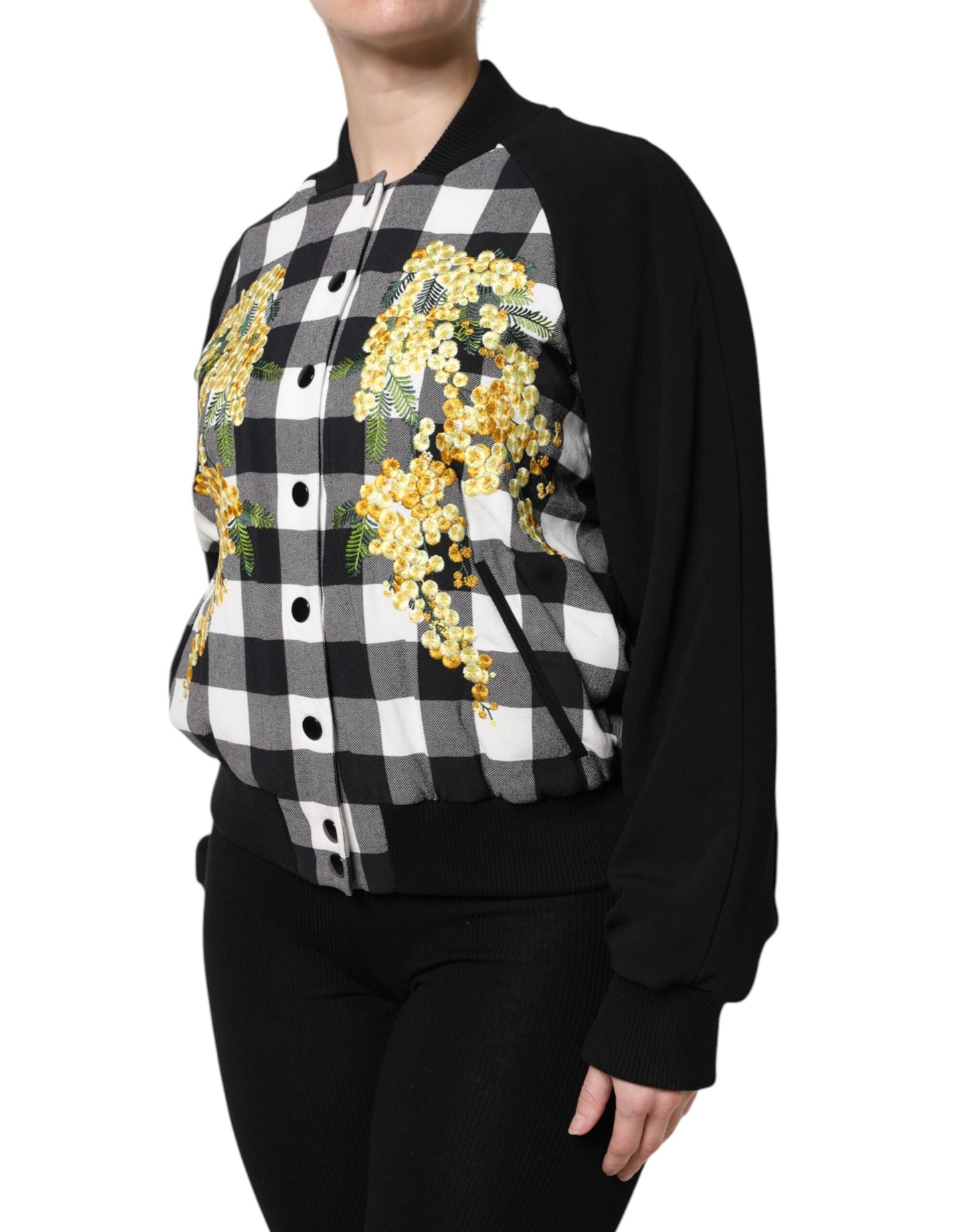 Giacca Dolce &amp; Gabbana con bottoni a quadri bianchi e neri a fiori