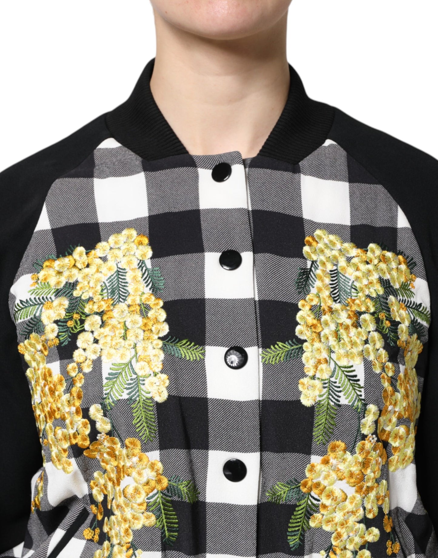 Giacca Dolce &amp; Gabbana con bottoni a quadri bianchi e neri a fiori