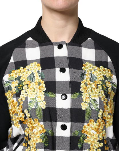Giacca Dolce &amp; Gabbana con bottoni a quadri bianchi e neri a fiori