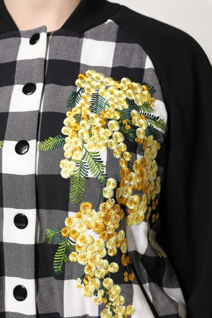 Giacca Dolce &amp; Gabbana con bottoni a quadri bianchi e neri a fiori