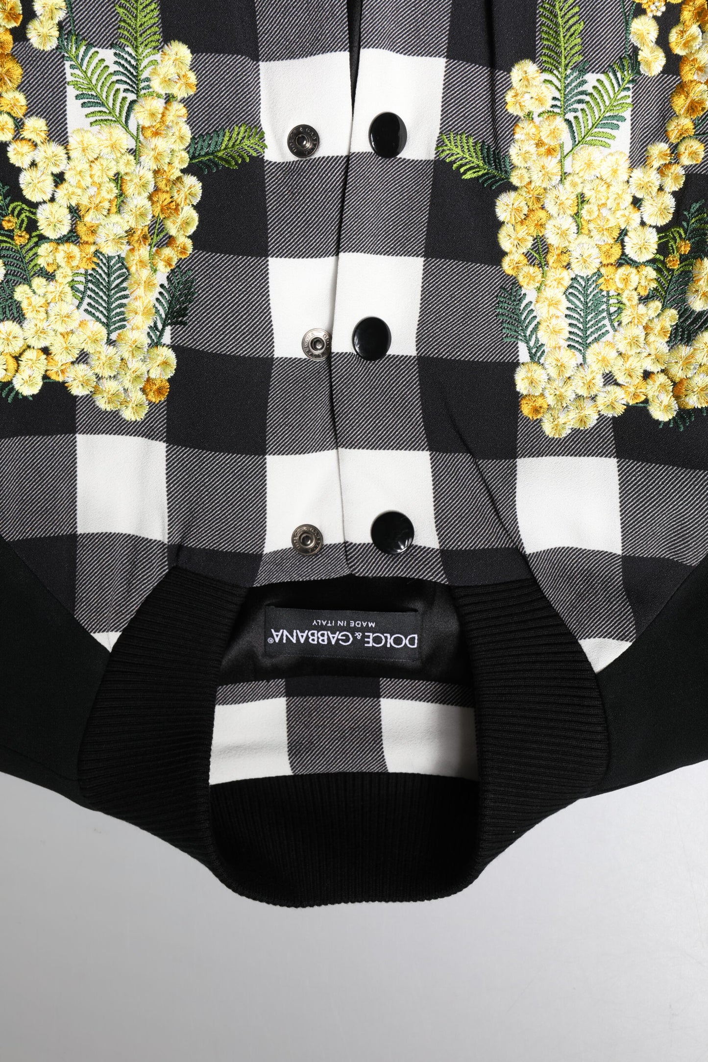 Giacca Dolce &amp; Gabbana con bottoni a quadri bianchi e neri a fiori