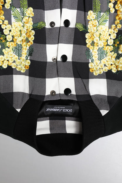 Giacca Dolce &amp; Gabbana con bottoni a quadri bianchi e neri a fiori