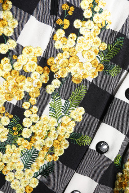 Giacca Dolce &amp; Gabbana con bottoni a quadri bianchi e neri a fiori