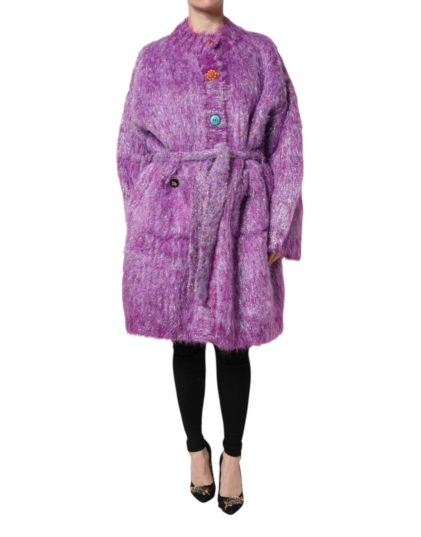 Giacca trench con bottoni viola Dolce &amp; Gabbana